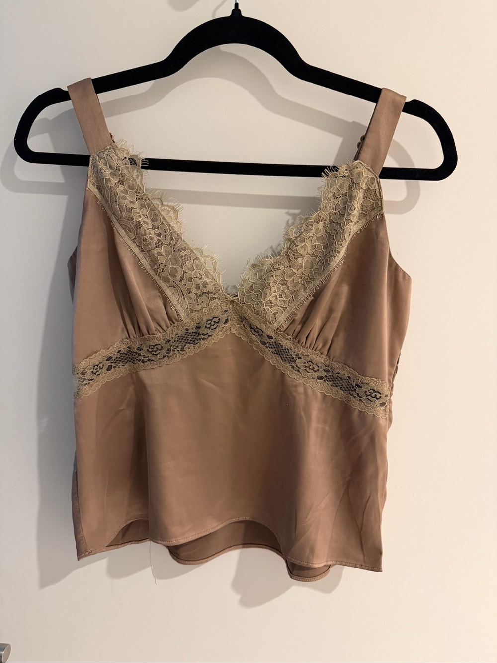 Heartloom Taupe Satin Lace Trim Camisole